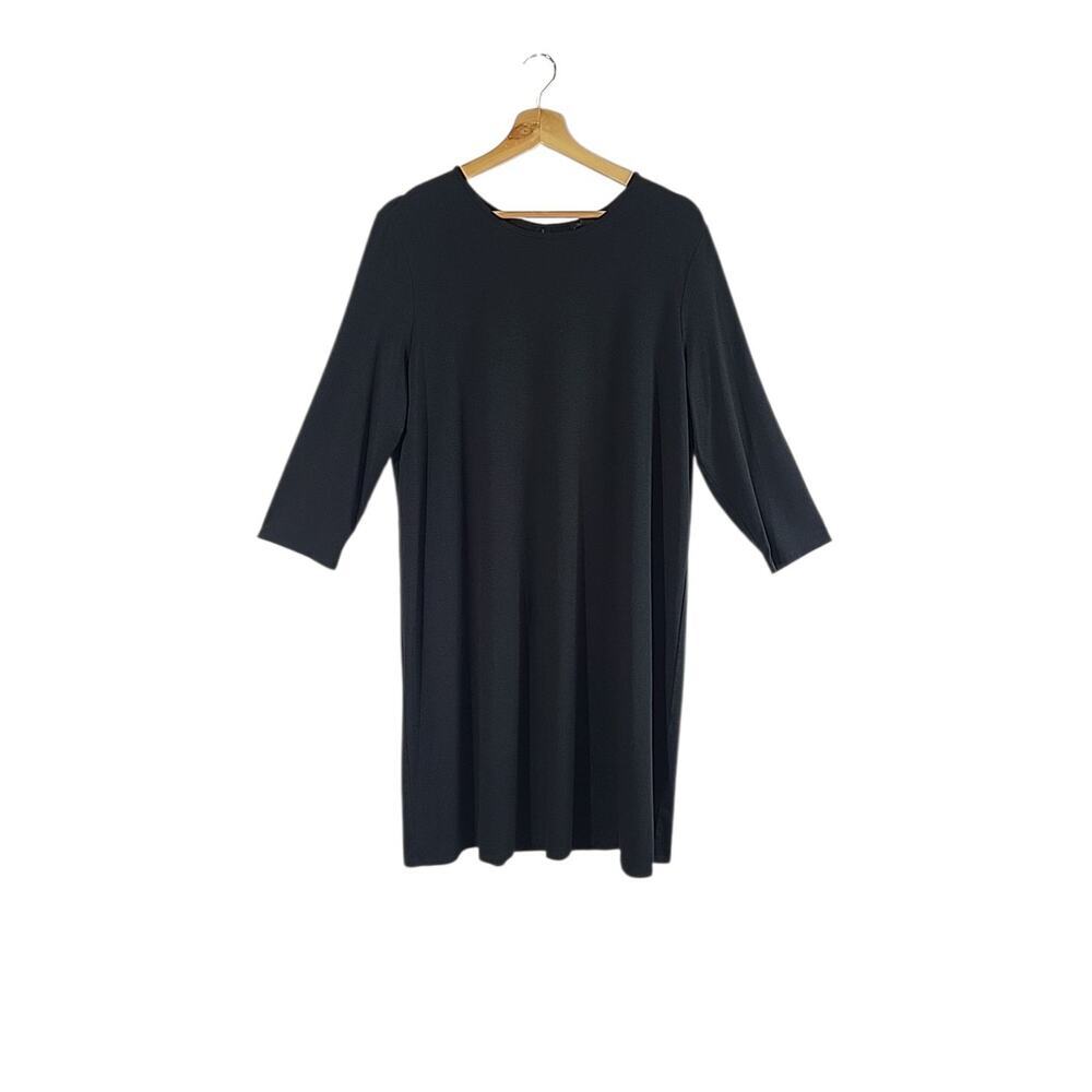 J‎ Jill Wearever Swing Dress LP Black Long Sleeve A-Line Keyhole Lounge Travel